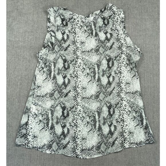 Sheer Snakeskin Print Sleeveless Blouse New York & Company Women L Gray Black - Picture 8 of 9